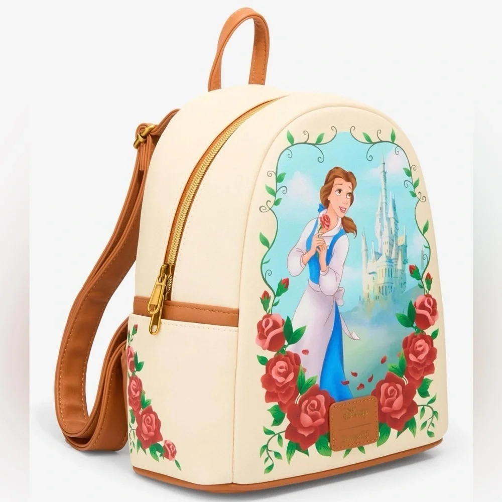 Loungefly Disney Beauty and the Beast Belle Castle and Roses Backpack - Picture 2 of 6